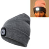 Unisex Warm Winter Polyacrylonitrile Knit Hat Adult Head Cap with 4 LED Lights, Button Battery (Grey)