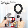 PULUZ 2 in 1 Vlogging Live Broadcast Smartphone Video Rig + 4.7 inch 12cm Ring LED Selfie Light Kits with Cold Shoe Tripod Head for iPhone, Galaxy, Huawei, Xiaomi, HTC, LG, Google, and Other Smartphones(Red)