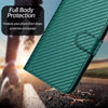 For Samsung Galaxy A36 5G YX0070 Carbon Fiber Buckle Leather Phone Case with Lanyard(Dark Green)