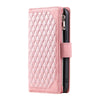For Samsung Galaxy A06 5G / 4G Grid Texture Zipper Leather Phone Case with Lanyard(Rose Gold)