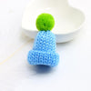 12PCS Cute Mini Knitted Hairball Hat Brooch Sweater Pins Badge(Light blue)