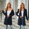 Autumn And Winter Women Button Long Sleeve Loose Cardigan Jacket, Size: M(Navy)