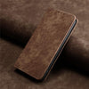 For Samsung Galaxy S25 5G RFID Anti-theft Brush Magnetic Leather Phone Case(Brown)