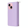 For iPhone 15 Plus / 14 Plus Nine-card Slots Zipper Wallet Bag Leather Phone Case(Light Purple)
