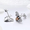 S925 Sterling Silver Earrings Bee Inlaid Female Earrings, Color:White