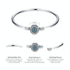 Guardian Eye S925 Sterling Silver Bangle Bracelet Set with Blue Gems, Size:19cm