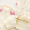 Girls Love Sweater Cardigan Autumn and Winter Knitted Sweater Jacket, Size:  120cm(Pink)