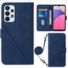 For Samsung Galaxy A73 5G Crossbody 3D Embossed Flip Leather Phone Case(Blue)