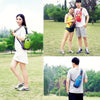 Motorcycle Waterproof Nylon Backpack Convenient Motorbike Chest Bag Backpack Camping Hiking Running Outdoor Sport Bag(Blue + Yellow)