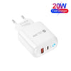PD04 Type-C + USB Mobile Phone Charger with Type-C to 8 Pin Cable, EU Plug(White)