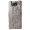 For  Asus Zenfone 7 ZS670KS Butterfly Love Flower Embossed Horizontal Flip Leather Case with Bracket / Card Slot / Wallet / Lanyard(Gray)