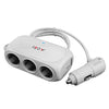 Car Charger Cigarette Lighter 1 In 3 Mobile Phone USB Car Charger(White)