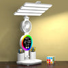 4 Heads Horizontal LED Eye-Care Table Lamp Children Study Desktop Reading Light With Pen Holder, Style: Fan Clock Rechargeable 3200mAh