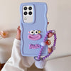 For Samsung Galaxy A22 / M22 4G Cartoon Sausage Mouth TPU Phone Case with Bead Chain(Purple)