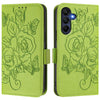 For Samsung Galaxy A26 Embossed Rose RFID Anti-theft Leather Phone Case(Green)