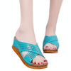 Thick-Bottomed Muffin Wedge Sandals, Shoe Size:40(Blue)