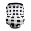 Multifunctional Enlarged Stroller Windshield Breastfeeding Towel Baby Seat Cover(Black and White Grid)
