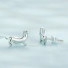 SCE1535 Sterling Silver S925 Cute Dachshund Animal Stud Earrings