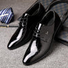 Men Pointed Glossy Crocodile Texture Leather Shoes, Shoe Size:44(Black)