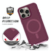 For iPhone 11 Pro Max Shockproof MagSafe Armor PC Hybrid TPU Phone Case(Wine Red+Light Pink)