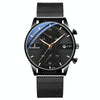 BINBOND B0158 Men Luminous Multifunctional Business Quartz Watch(Black Mash Black Shell Black Surface)