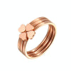 3 In 1 Titanium Steel Peach Heart Combination Four-Leaf Clover Couple Ring, Size: US Size 8(Rose Gold)