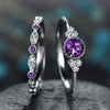 2 PCS/Set Women Fashion Zircon Gemstone Ring 6(Purple)
