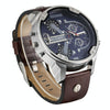 CAGARNY 6820 Fashionable Multifunctional Style Quartz Business Sport Wrist Watch with Leather Band & GMT Time & Calendar & Luminous Display for Men(Brown)