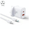 J0YROOM TCF05 20W USB+USB-C/Type-C Dual Interface Fast Charger Set, Specification:UK Plug(White)