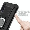 For Galaxy A50s Carbon Fiber Protective Case with 360 Degree Rotating Ring Holder(Black)