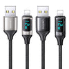 USAMS US-SJ543 U78 8 Pin Aluminum Alloy Digital Display Charging Data Cable, Length: 1.2m (Black)