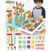 Children Screw-Tightening Electric Drill Toy Manual Assembly Toolbox, Style: 3D + Electric Drill (466 PCS)