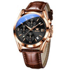 OLEVS 2872 Men Three Eyes Six Needles Chronograph Waterproof Quartz Watch(Black + Rose Gold)