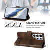 For Samsung Galaxy S24 Ultra 5G Line Splicing Buckle Retro Leather Phone Case(Brown)
