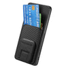 For Samsung Galaxy S25 Ultra 5G Carbon Fiber Card Bag Fold Stand Phone Case(Black)