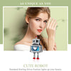 Retro Style S925 Sterling Silver Robot Charm DIY Beaded