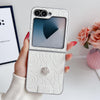 For Samsung Galaxy Z Flip5 5G 3D Camellia Plaid Fabric DIY PC Phone Case(White)