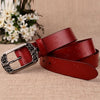 ZK--067 Retro Engraved Buckle Butterfly Print Pin Buckle Leather Belt, Length: 110cm(Brown)