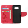 For Galaxy S8 Butterflies Embossing Horizontal Flip Leather Case with Holder & Card Slots & Wallet & Lanyard(Red)