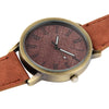 Denim Texture Style Round Dial Retro Digital Display Women & Men Quartz Watch with PU Leather Band(Brown)