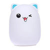 Color Change Cat Shape USB Rechargeable LED Silicone Soft Nightlight (Blue)