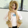 Autumn and Winter One-piece Warm Scarf Gloves Bomber Hats for Women, Size:One Size(Khaki)