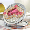 Handmade DIY Diamond Folding Mini Double Sided Makeup Mirror Love Shape