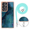 For Samsung Galaxy S25 Ultra 5G Electroplating Marble Dual-side IMD Phone Case with Lanyard(Green 017)