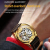 OLEVS 6651 Men Luminous Waterproof Hollow Mechanical Watch(Gold)