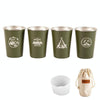 4 PCS / Set Outdoor Picnic Stainless Steel Cup With Storage Bag+Silicone Holder (Army Green)