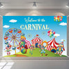 Animal Amusement Park Carnival Theme Background Banner Pull Flag Circus Background Decorative Cloth(W23022703)