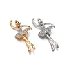 Crystals Flower Skirt Ballet Dancer Ballerinas Brooch(Silver)