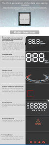 5.5" OBD2 HUD Head-Up Display Car Speedometer - Black