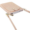 Litchi Texture Card Holder Mobile Phone Zipper Bag with Long Strap(Light Pink)